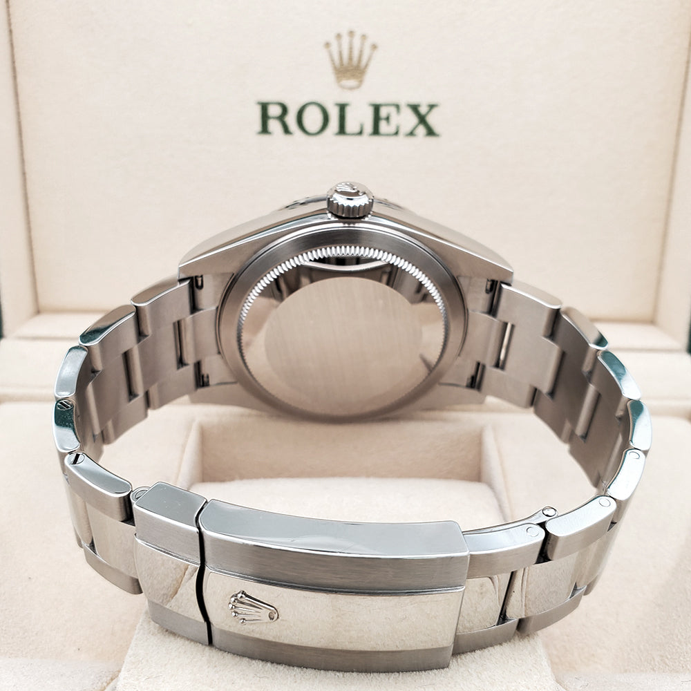 2021 Rolex Sky-Dweller 42mm 326934 Blue Index White Gold Fluted Bezel Steel Oyster Watch Box Papers