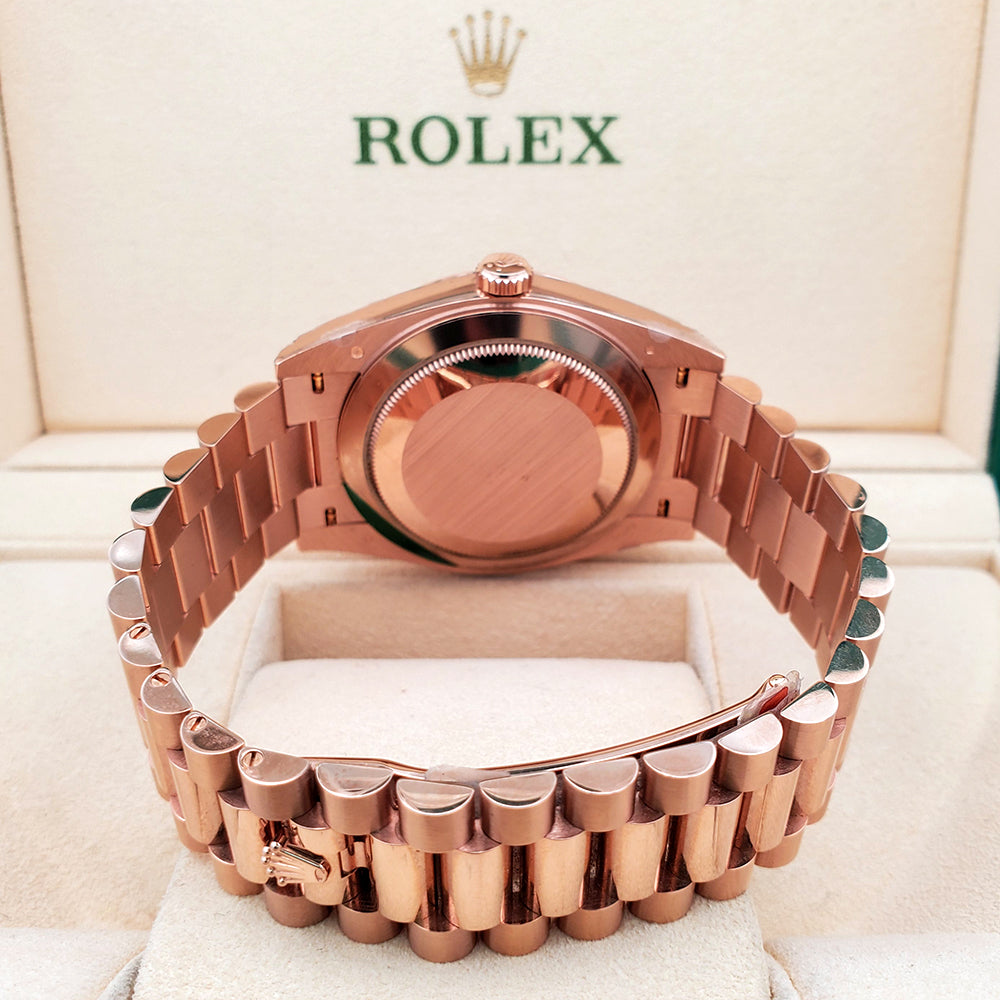 2021 Unworn Rolex President Day-Date Rose Gold Chocolate 228235 40mm Watch Box Papers