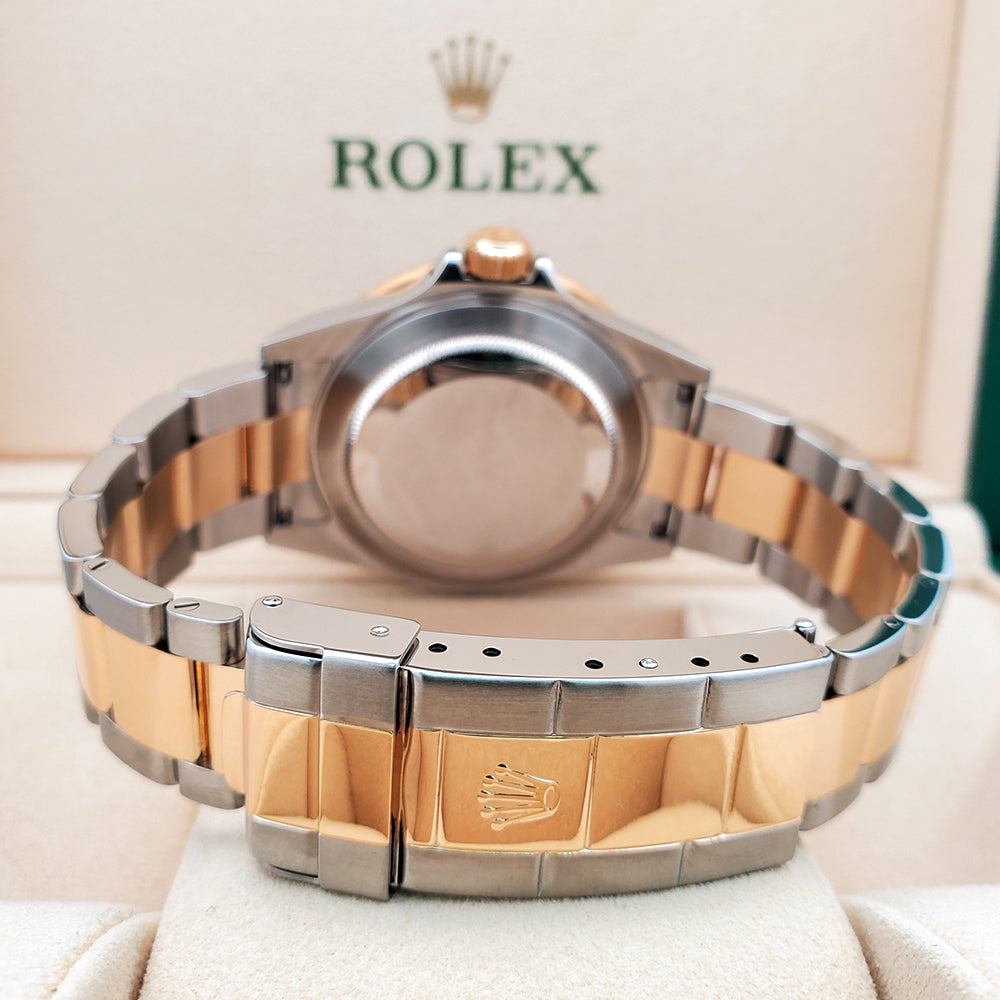 Rolex Submariner Date Engraved Rehaut 40mm Blue 2-tone Yellow Gold/Steel Watch 16613 Box Papers