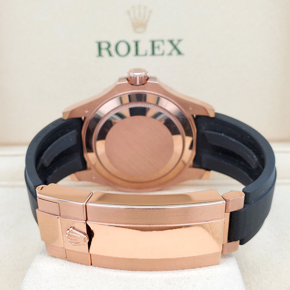 2021 Rolex Yacht-Master 40mm 126655 Black Dial Oysterflex Strap Rose Gold Watch Box Papers/Serial Tag