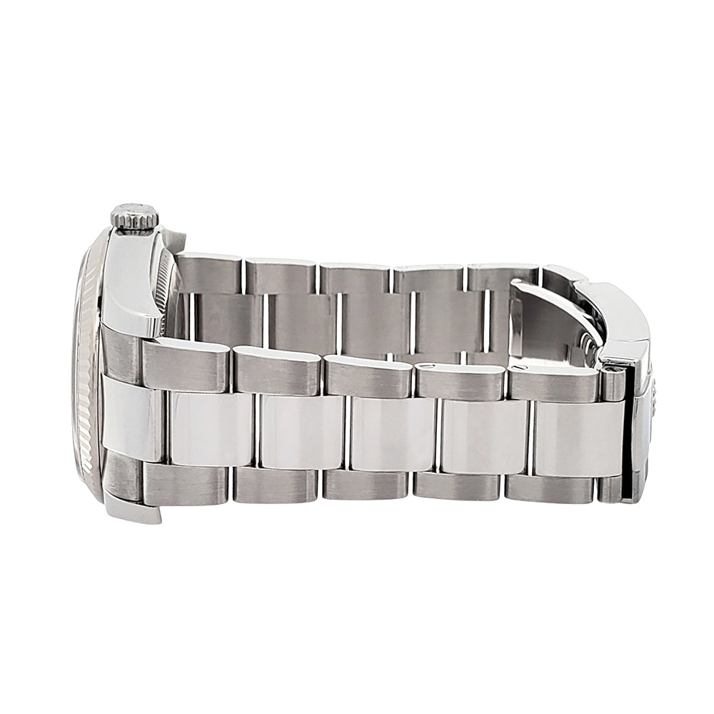 Rolex Datejust 36mm White Roman Dial White Gold Fluted Bezel Steel Oyster Watch 116234 Box Papers