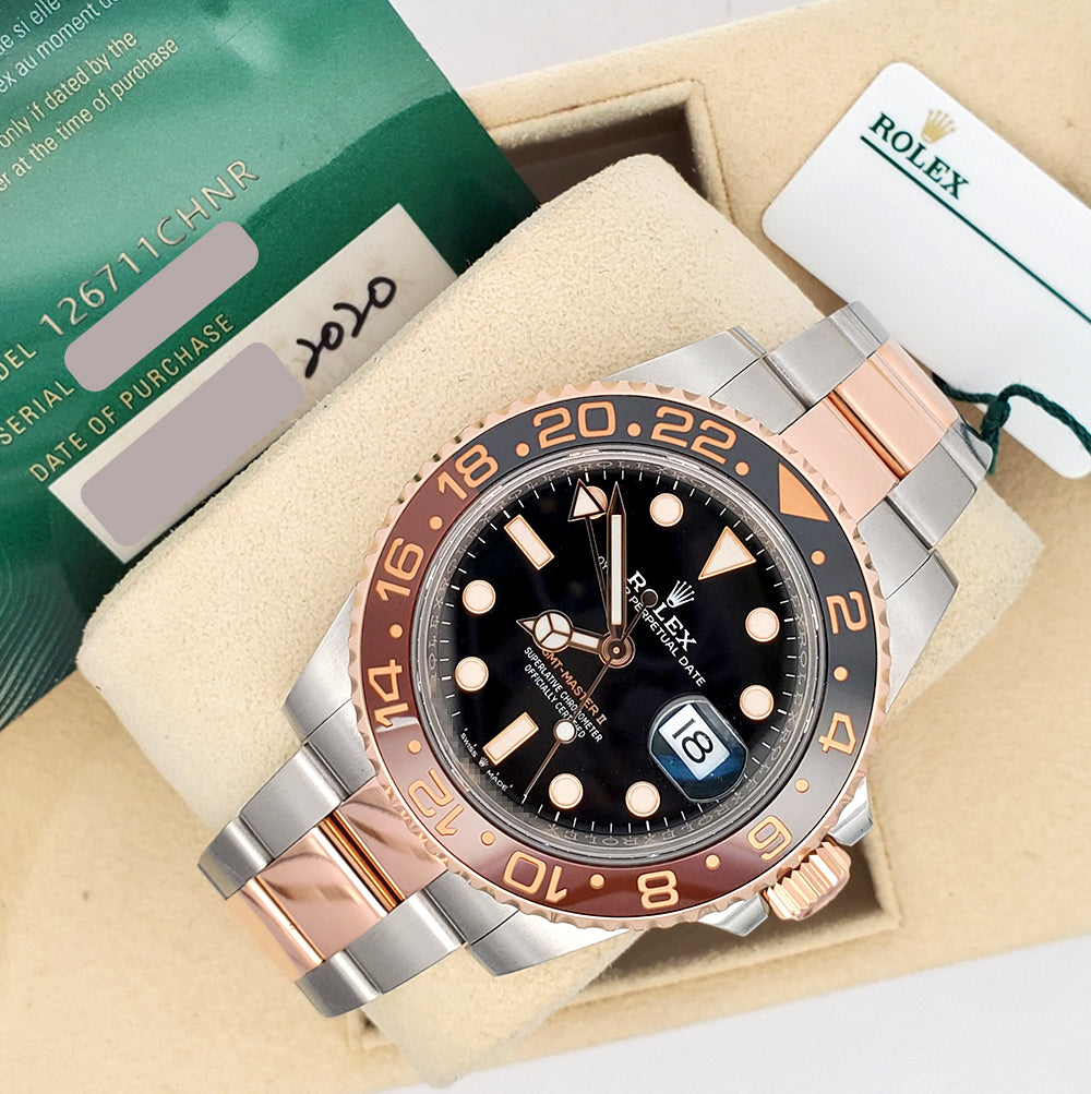 2020 Rolex Rootbeer GMT-Master II 2-Tone Rose Gold/Steel 40mm Watch 126711CHNR Box/Papers/Tag