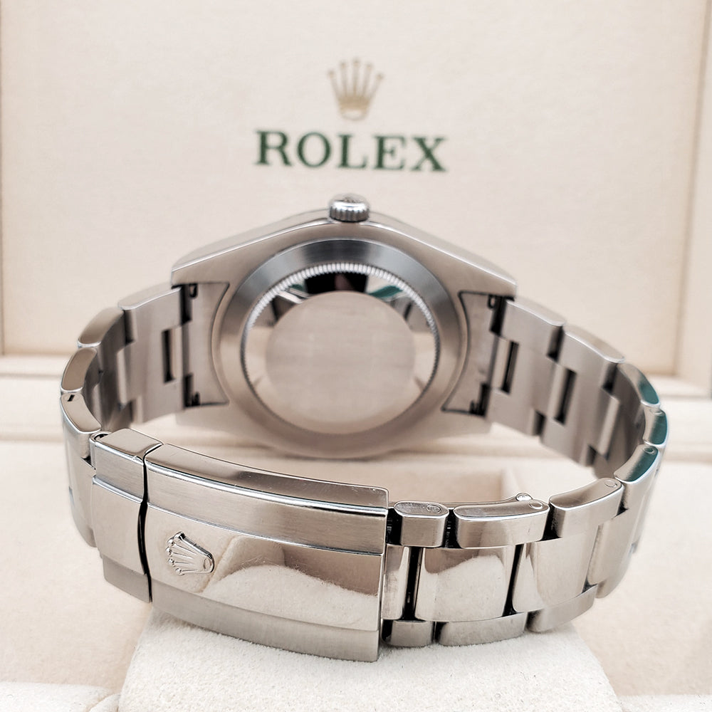 Rolex Datejust II 41mm 116334 Gray Roman White Gold Fluted Bezel Steel Watch Box Papers