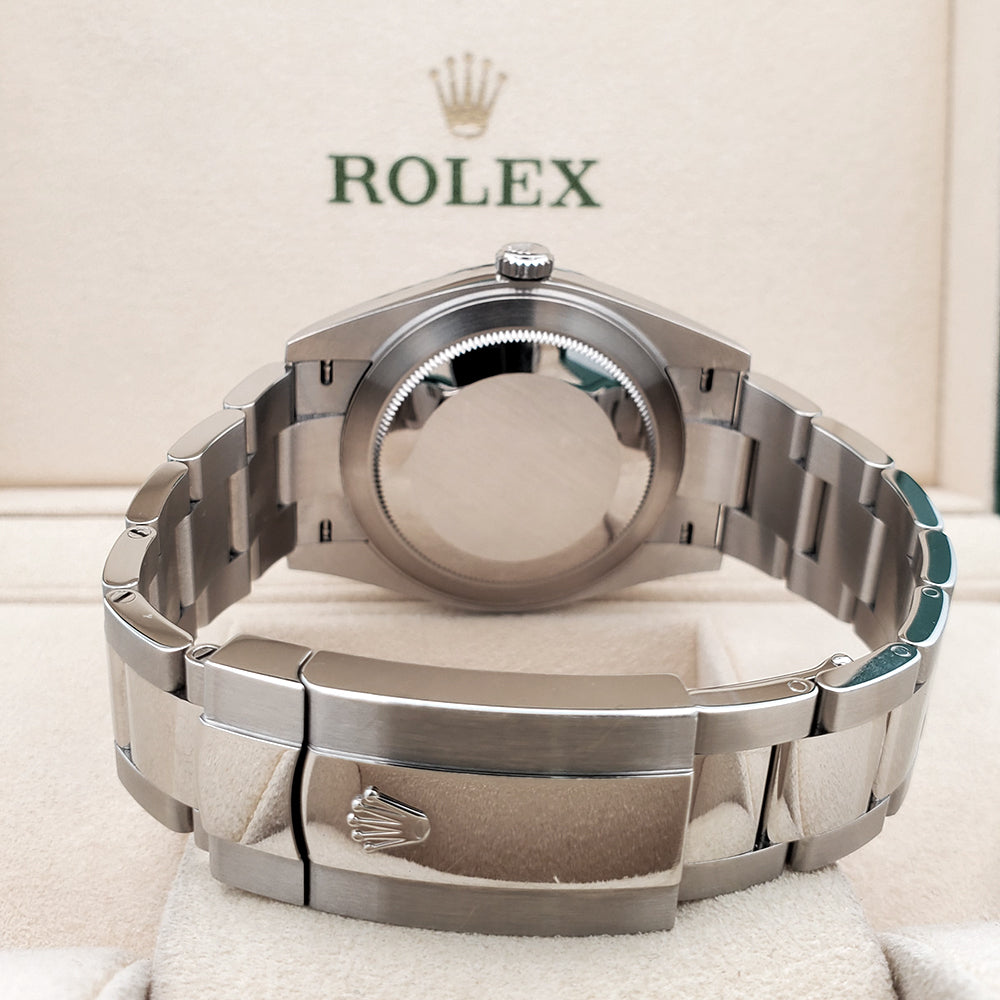 Rolex Datejust 41 Blue Index Dial White Gold Fluted Bezel Watch 126334 2019 Box Papers