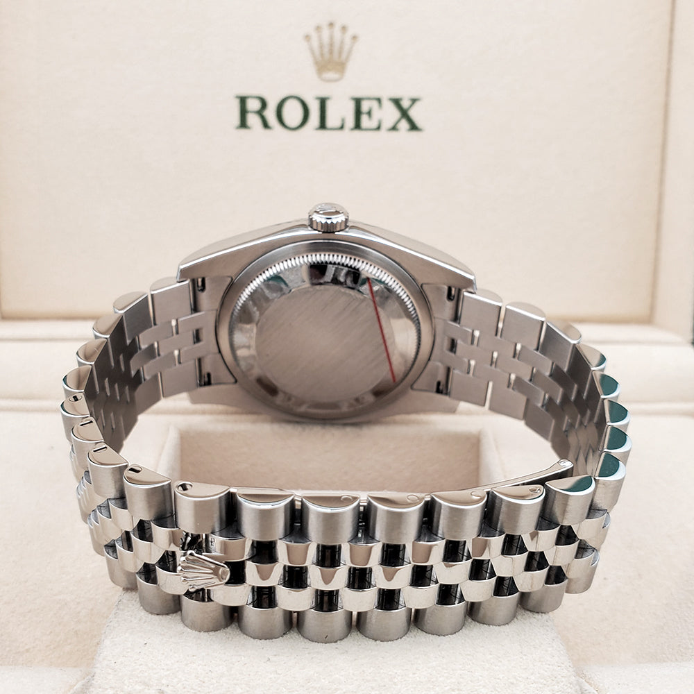 Rolex Datejust 36mm Silver Roman White Gold Fluted Bezel Steel Jubilee Watch 116234 Box Papers