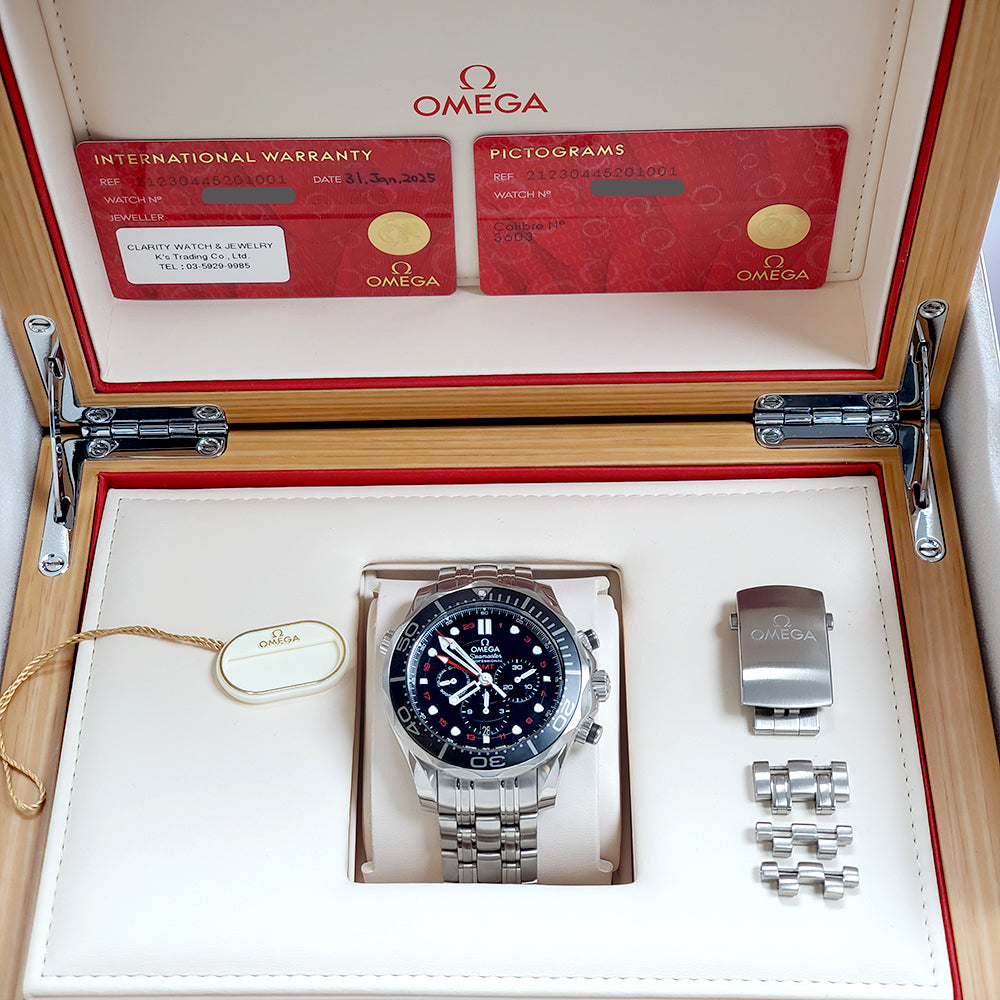 2025 Omega Seamaster Diver GMT Steel Mens 44mm Watch 212.30.44.52.01.001 Box Papers