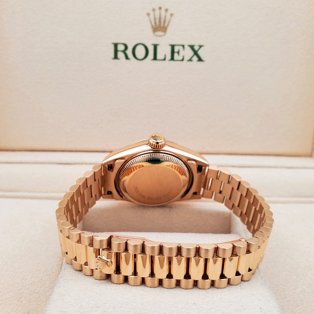 Rolex President Datejust 26mm Factory Diamond Yellow Gold Ladies Watch 69178 Box Papers