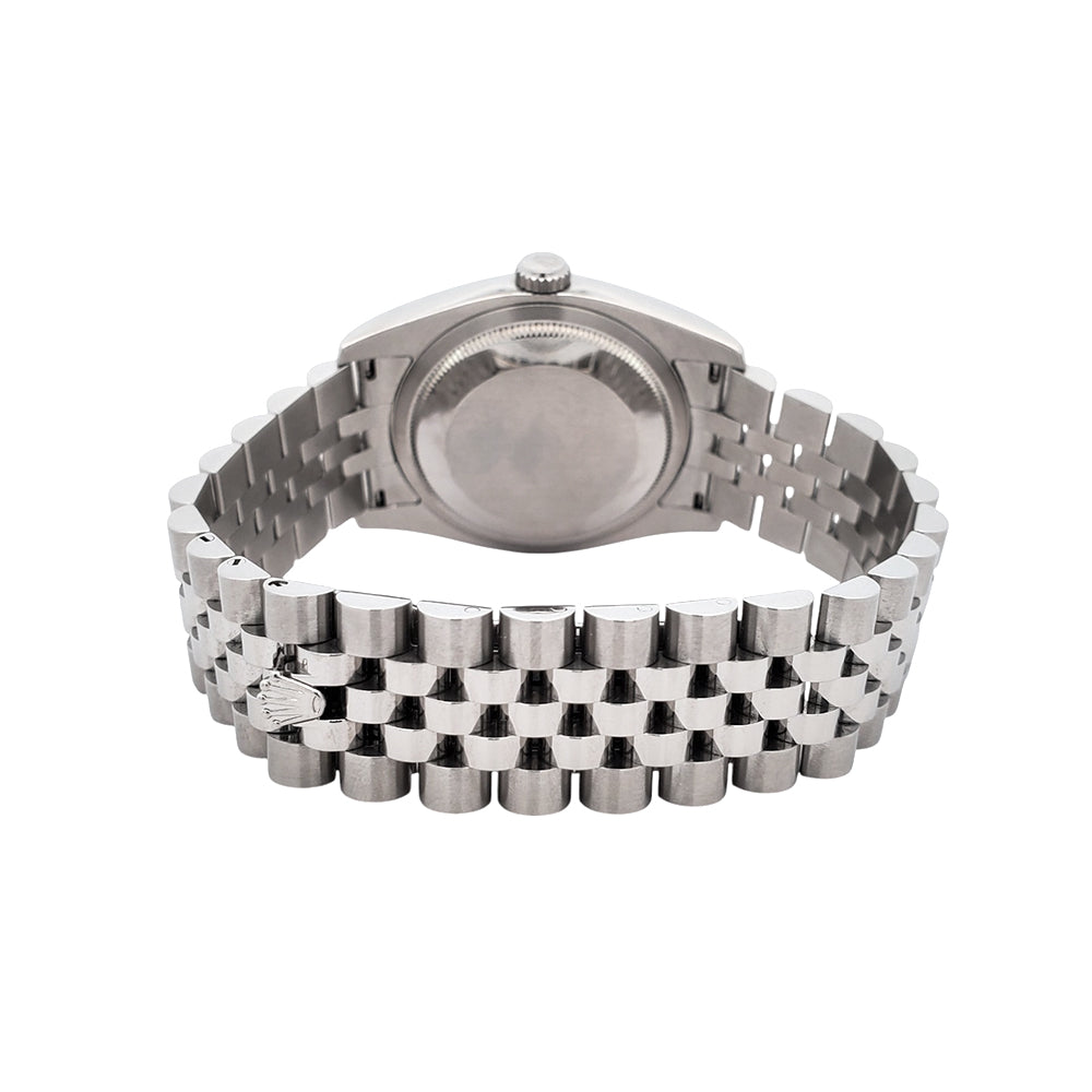 Rolex Datejust 36mm Black Roman Dial White Gold Fluted Bezel Steel Jubilee Watch 116234 Box Papers