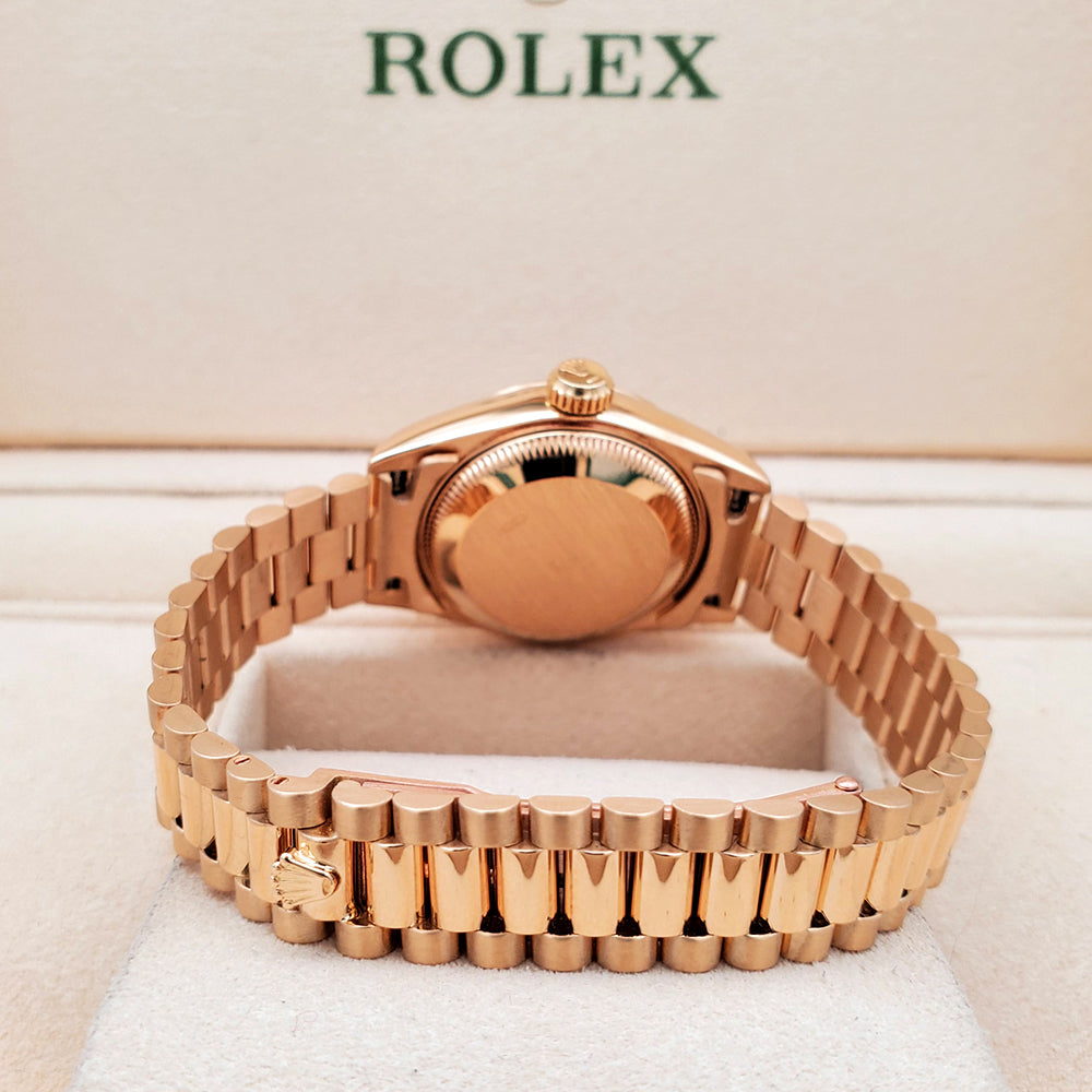 Rolex President Ladies 26mm Factory Champagne Diamond Dial Yellow Gold Watch 69178 Box Papers