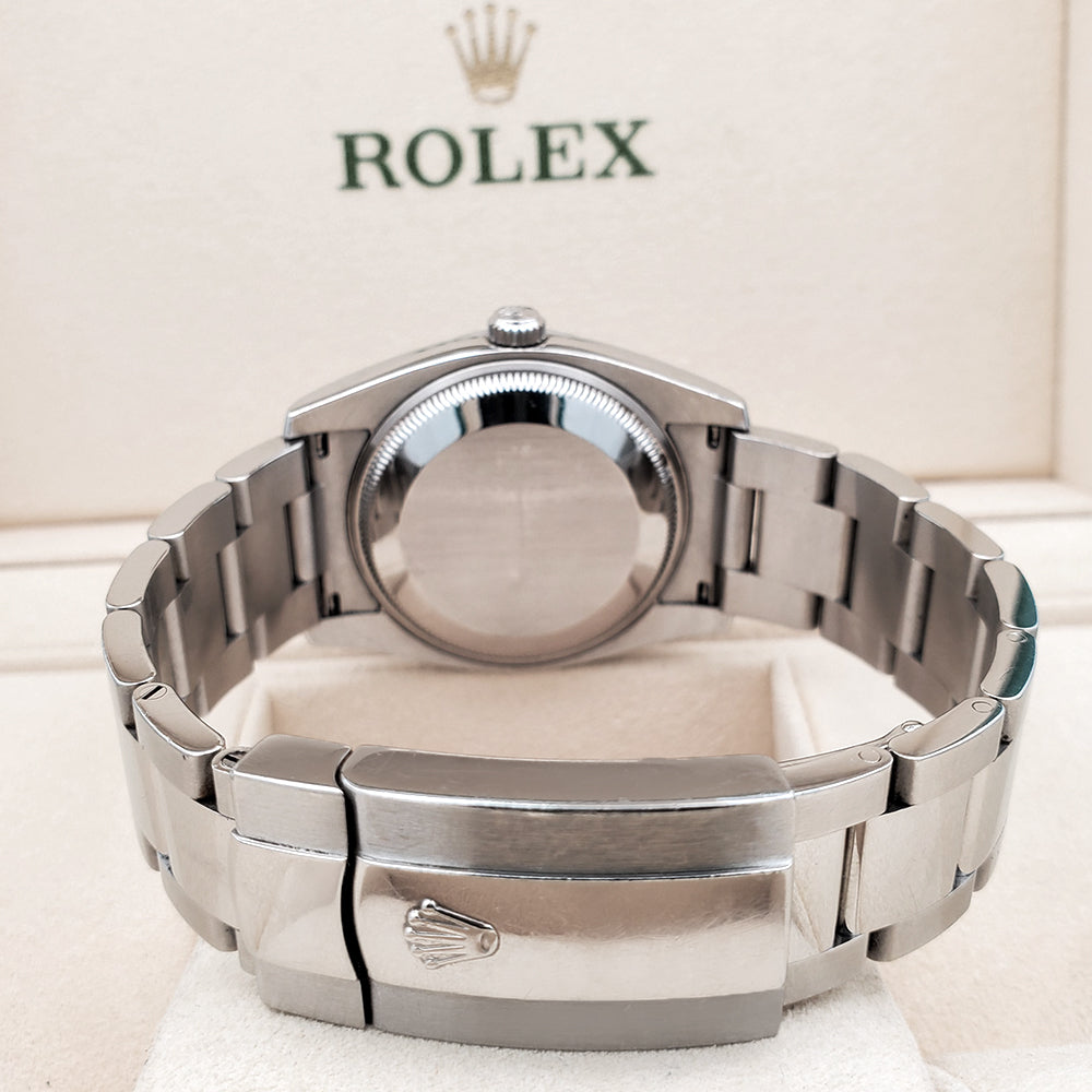 Rolex Date 34mm Black Dial Oyster Bracelet Steel Watch 115210 Box Papers