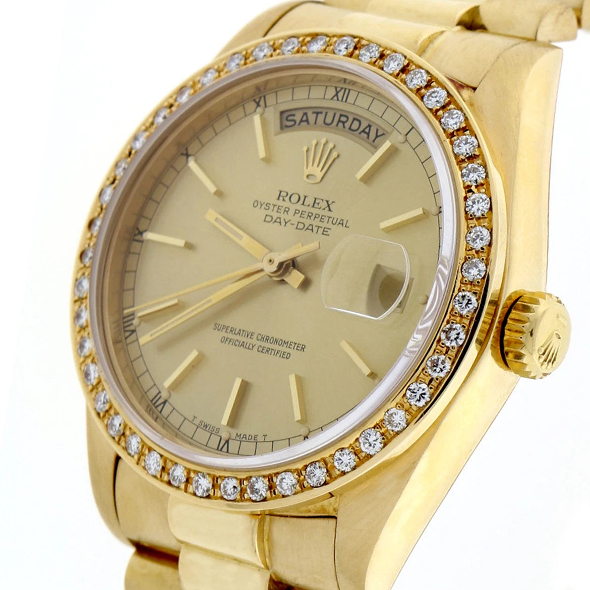 Rolex President Day-Date 18k Yellow Gold 36MM 18038 w/Diamond Bezel