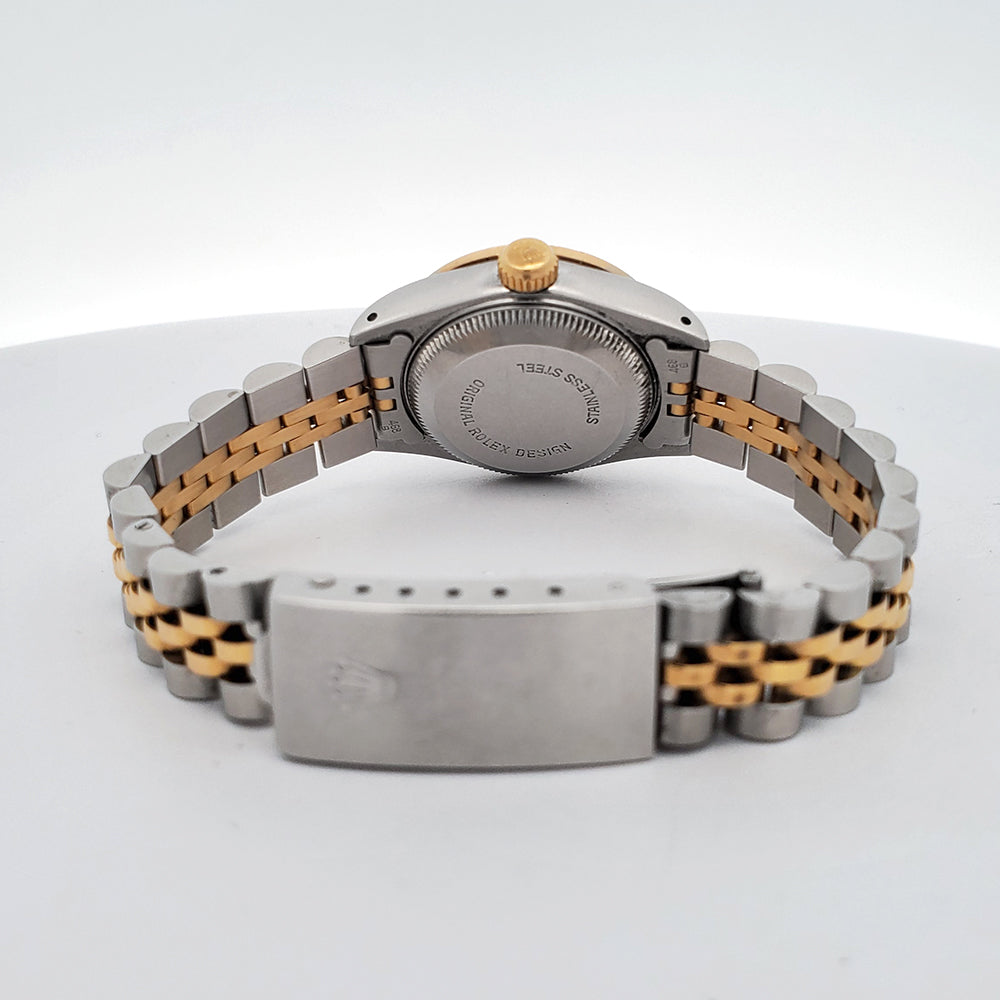 Rolex Datejust 26mm 69173 Champagne Index/Custom Diamond Bezel 2-Tone Jubilee Watch