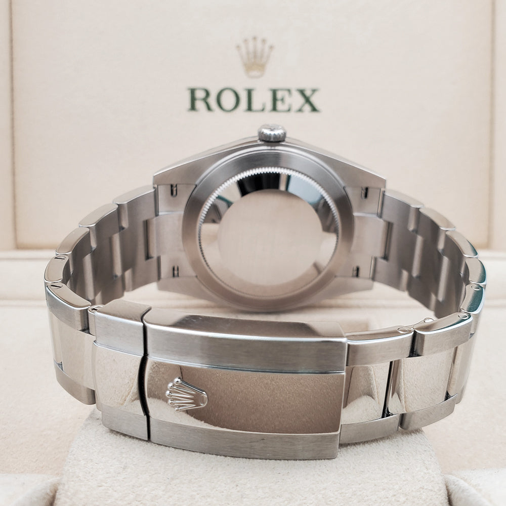 2022 Rolex Datejust 41 Silver Index White Gold Fluted Bezel Steel Watch 126334 Box Papers