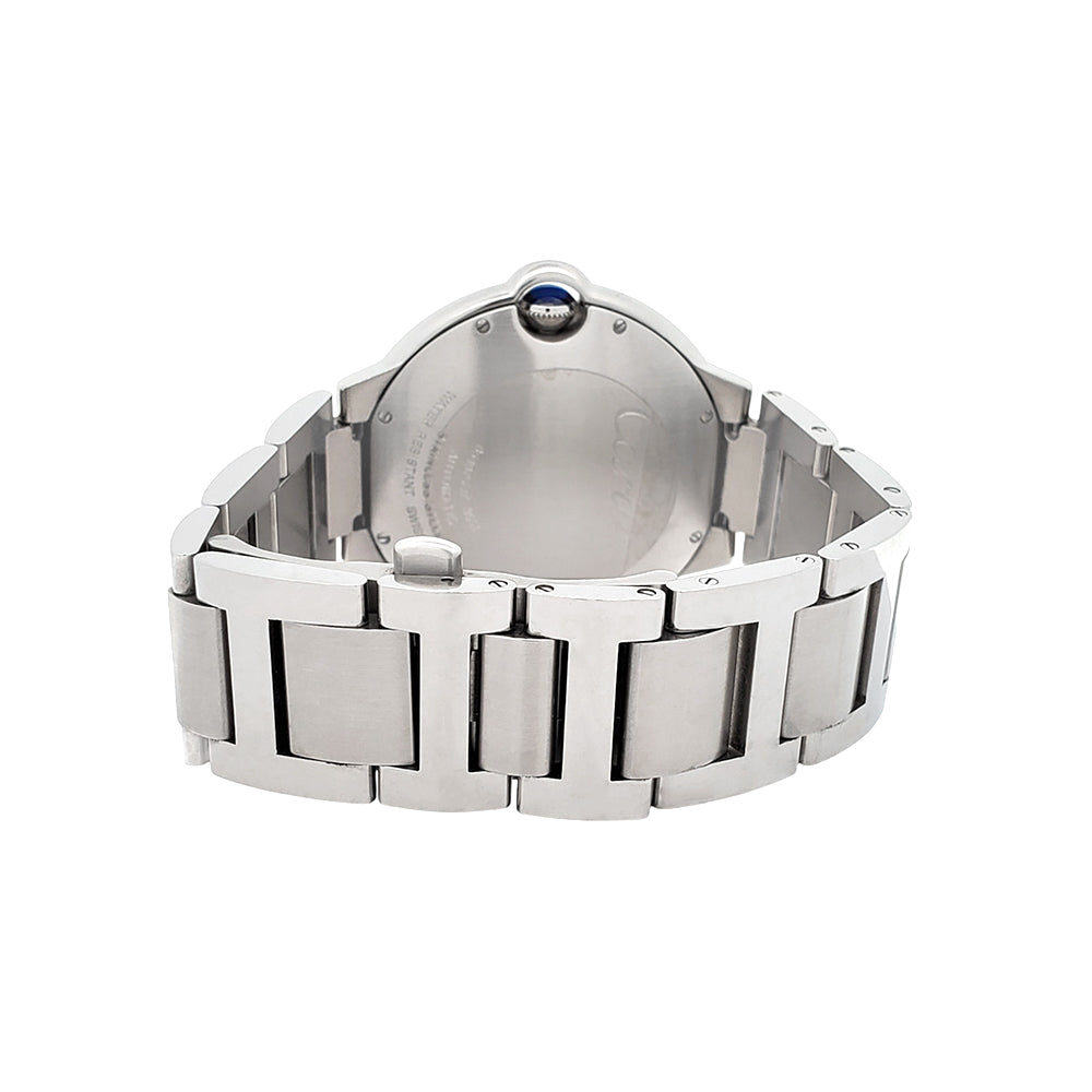 Cartier Ballon Bleu 42mm Silver Roman Steel Watch W69012Z4 3001