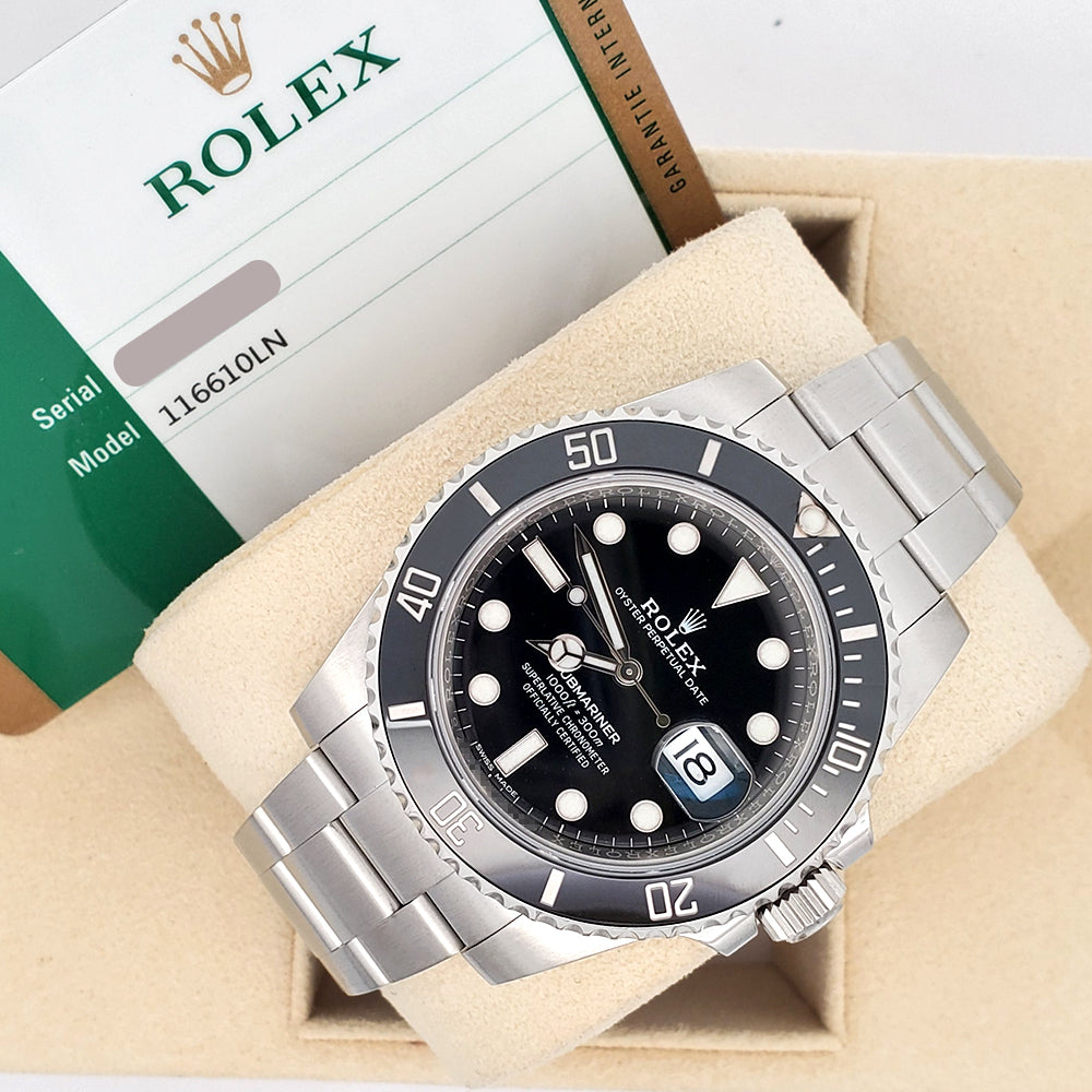 Rolex Submariner Date 40mm Black Dial Steel Watch 116610LN Box Papers