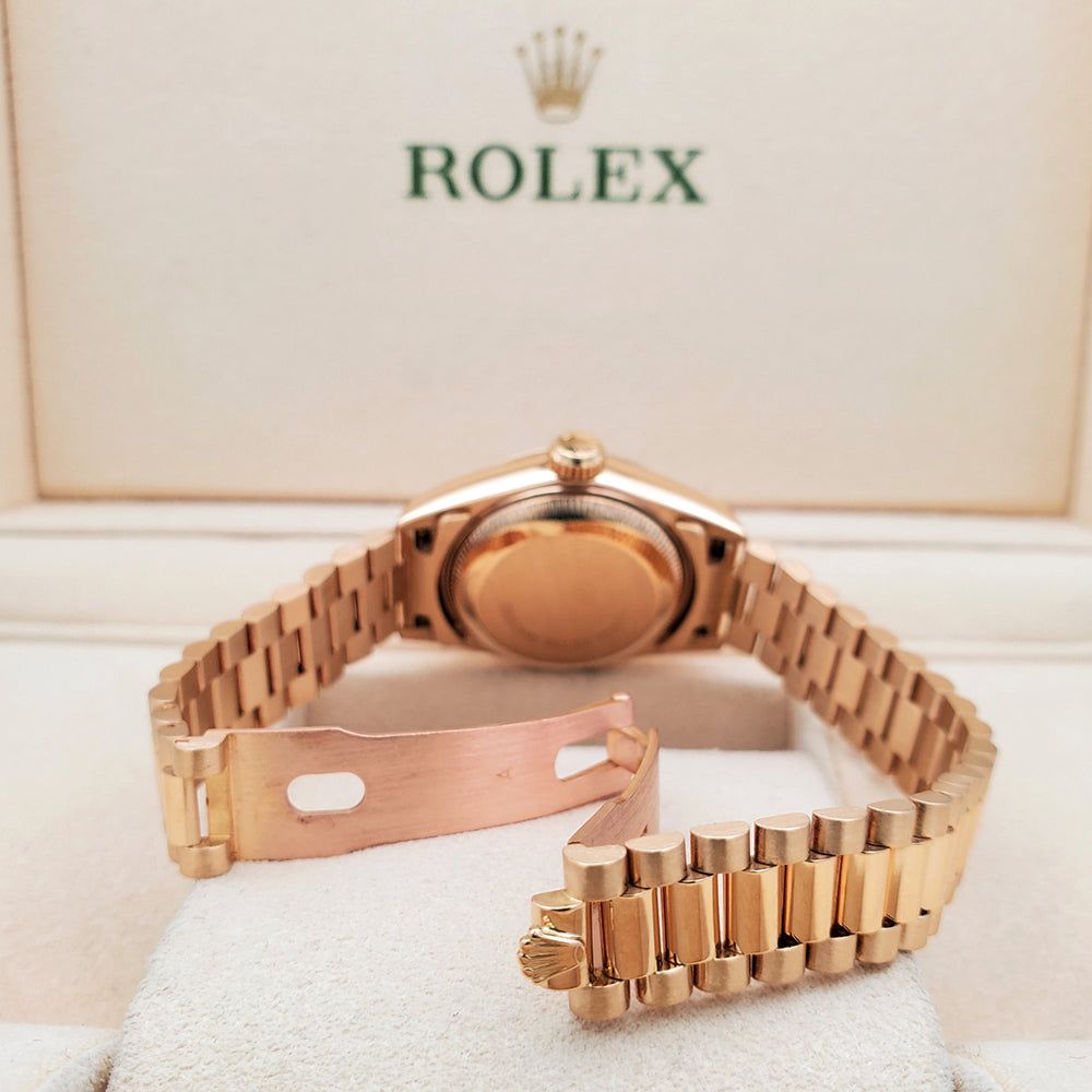 Rolex President Datejust 26mm Factory Diamond Yellow Gold Ladies Watch 69178 Box Papers