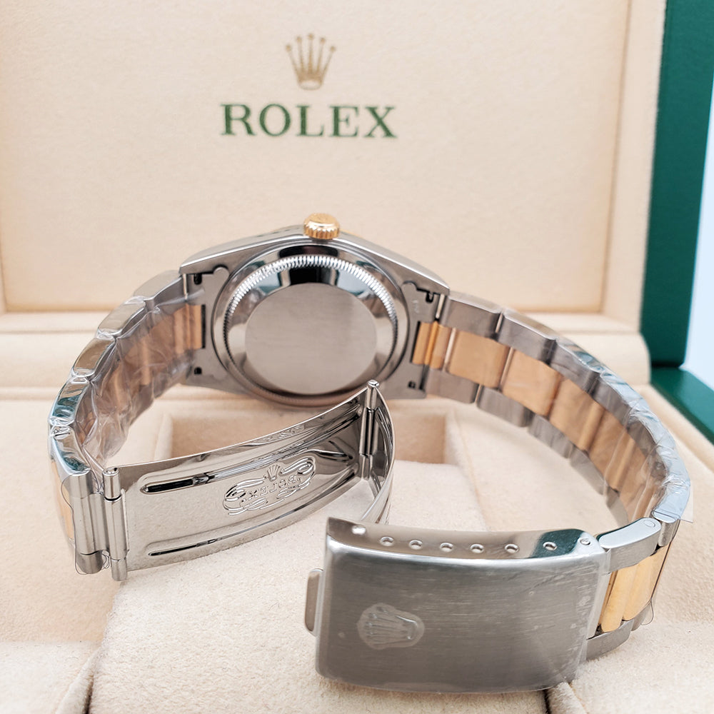 Rolex Datejust 16233 36mm White Roman Dial Yellow Gold And Steel Oyster Watch Box Papers