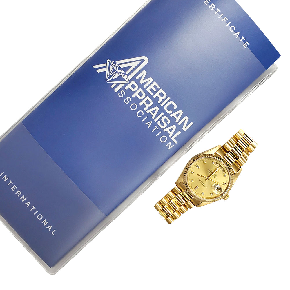1991 Rolex President Day-Date 36mm Factory Diamond Double-Quick Gold Watch 18238