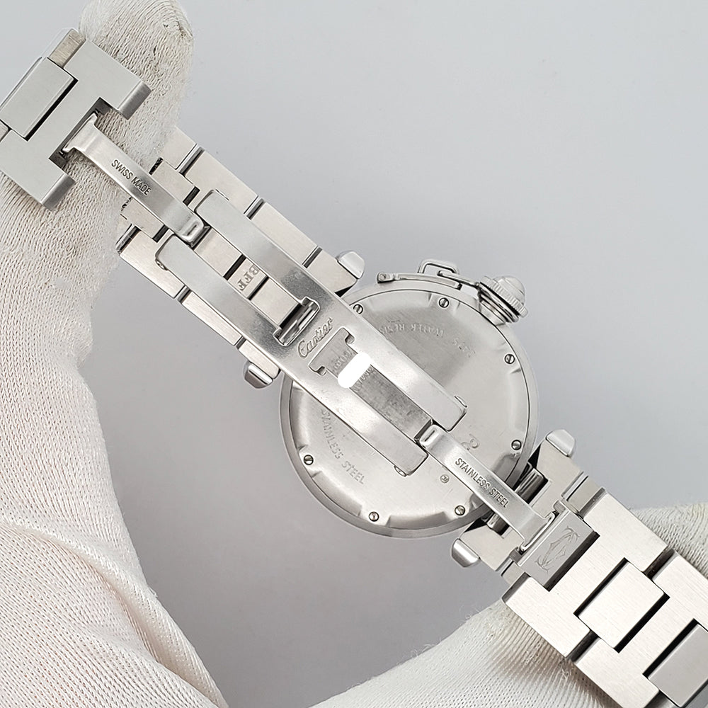 Cartier Pasha C Big Date 35mm Blue Dial Steel Watch 2475 W31047M7