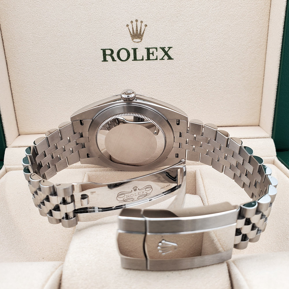 2021 Rolex Datejust 41 126334 Factory Diamond Blue Fluted Bezel Jubilee Steel Watch Box Papers