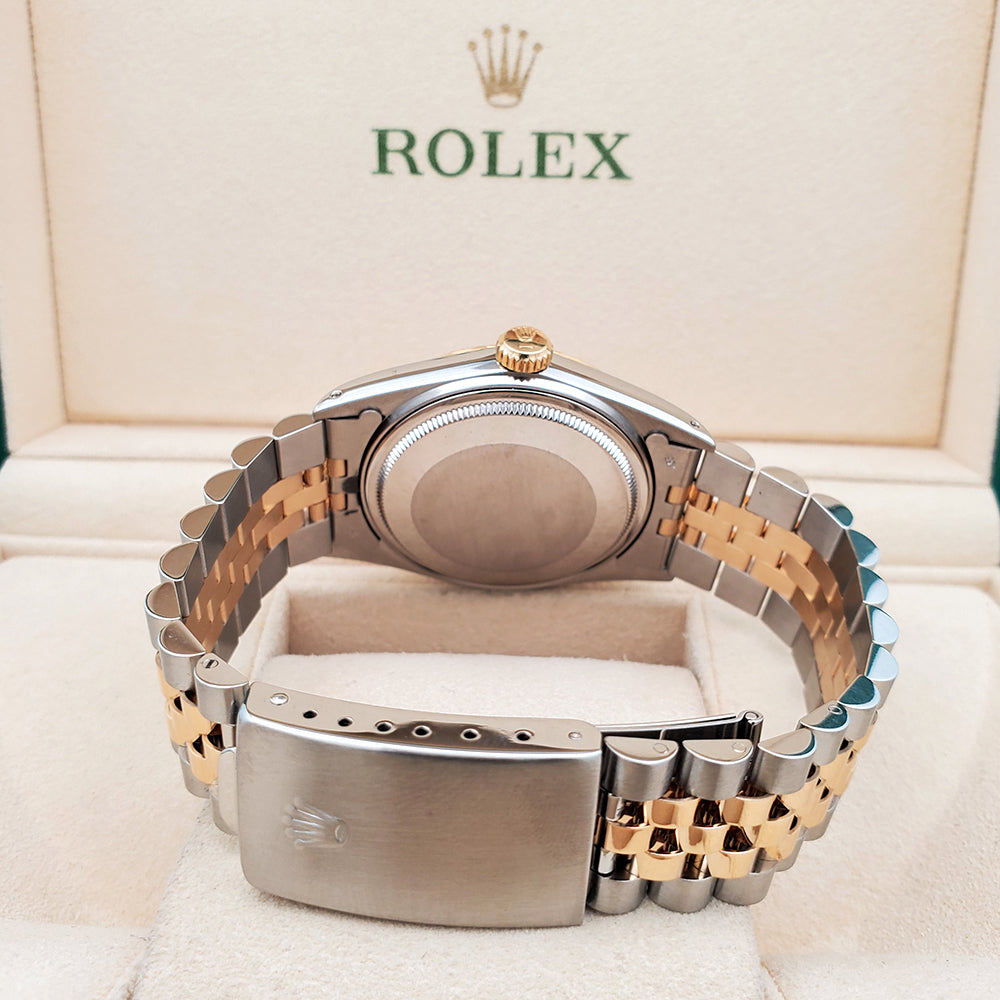 Rolex Datejust 36mm Champagne Stick Dial Yellow Gold/Stainless Steel Watch 16013 Box Papers