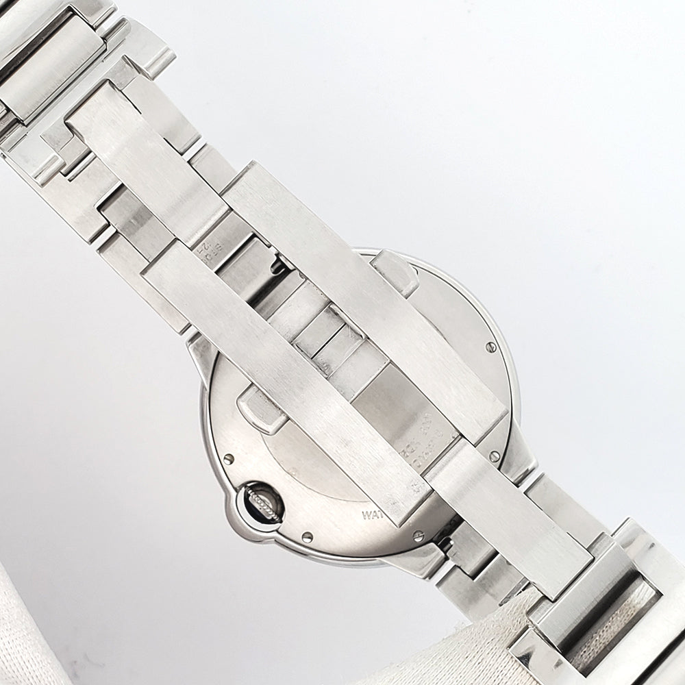 Cartier Ballon Bleu 42mm Silver Roman Steel Watch W69012Z4 3001