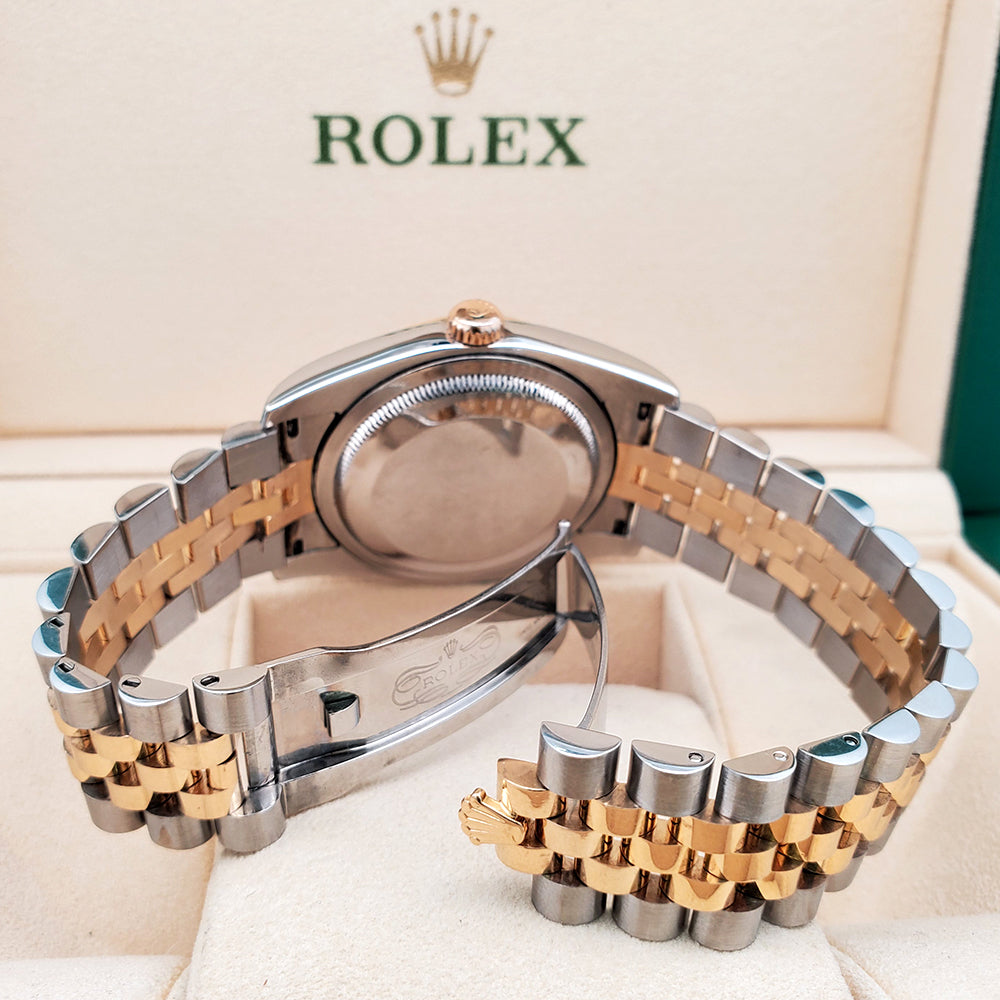 Rolex Datejust 36mm 116233 Factory Champagne Jubilee Diamond 2-tone Yellow Gold/Steel Jubilee Watch Box Papers