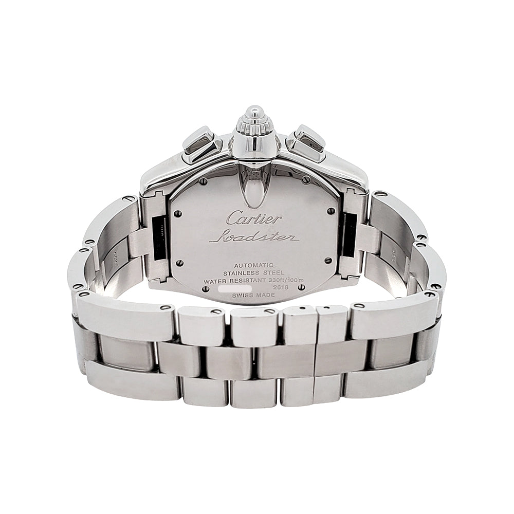 Cartier Roadster XL Chronograph 43mm Silver Roman Steel Watch W62019X6 2618 Papers