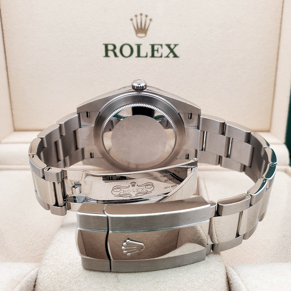 2022 Rolex Datejust 41 126334 Wimbledon White Gold Fluted Bezel Steel Watch Box Papers