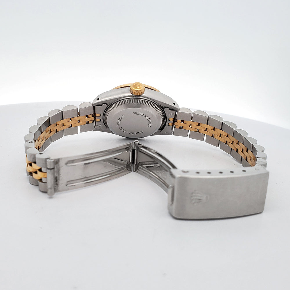 Rolex Datejust 26mm 69173 Champagne Index/Custom Diamond Bezel 2-Tone Jubilee Watch