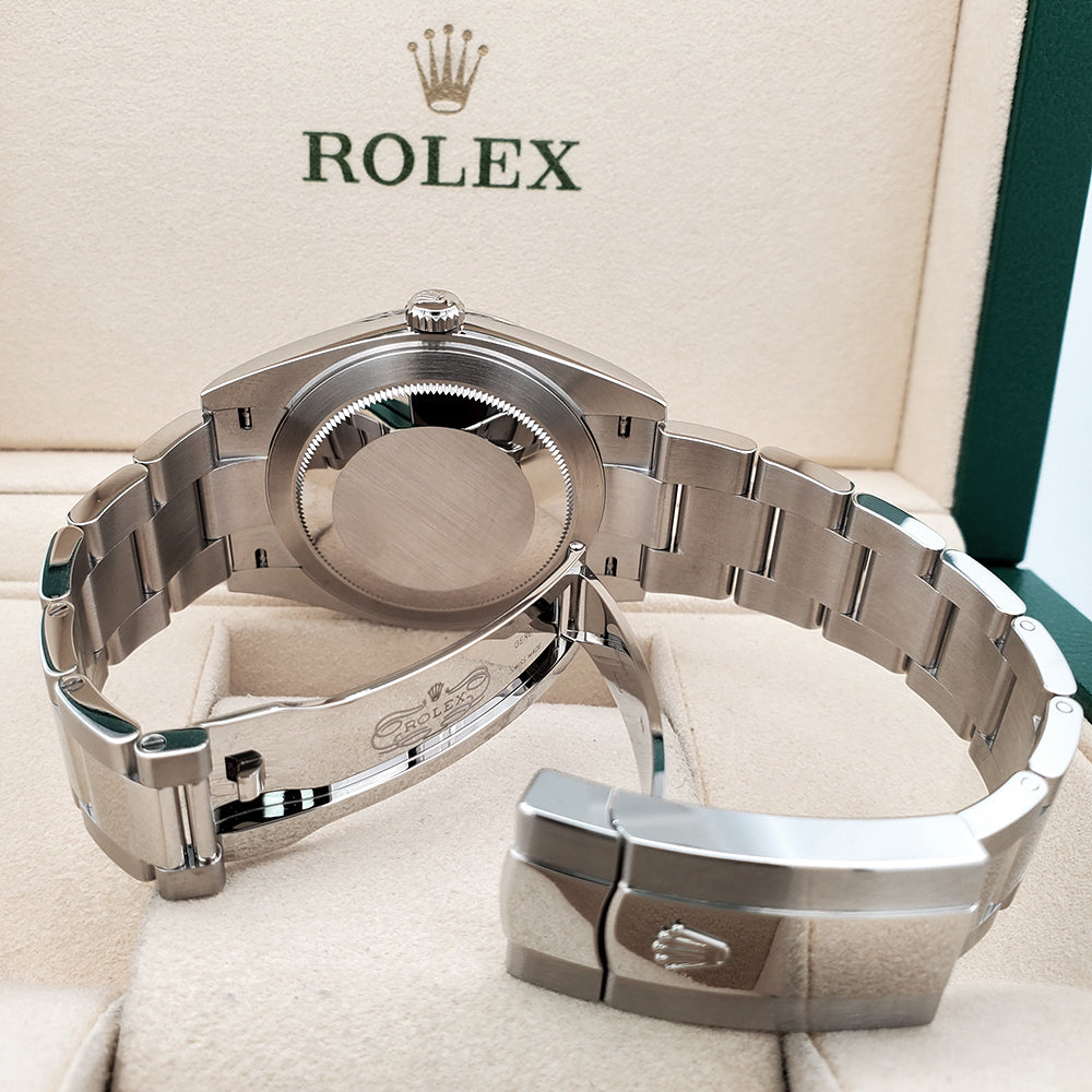 2023 Unworn Rolex Datejust 41 Mint Green White Gold Fluted Bezel Steel Oyster Watch 126334 Box Papers