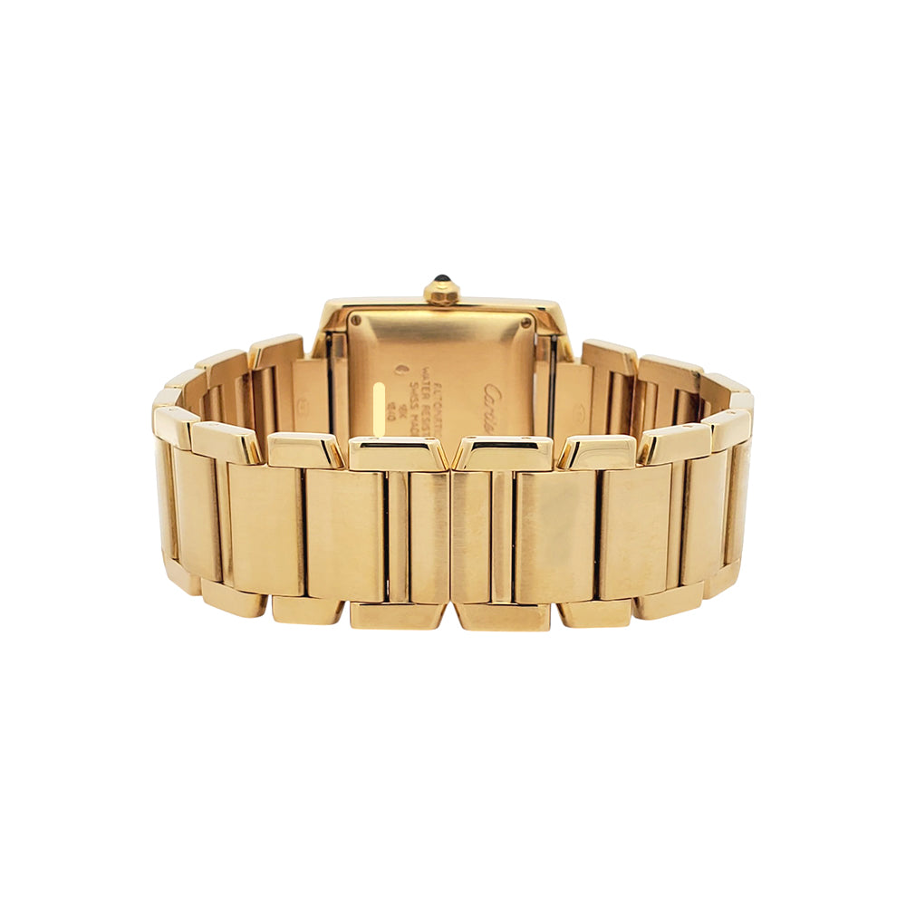 Large Cartier Tank Francaise 18k Yellow Gold Automatic 28mm Watch 1840 W50001R2 Box Papers