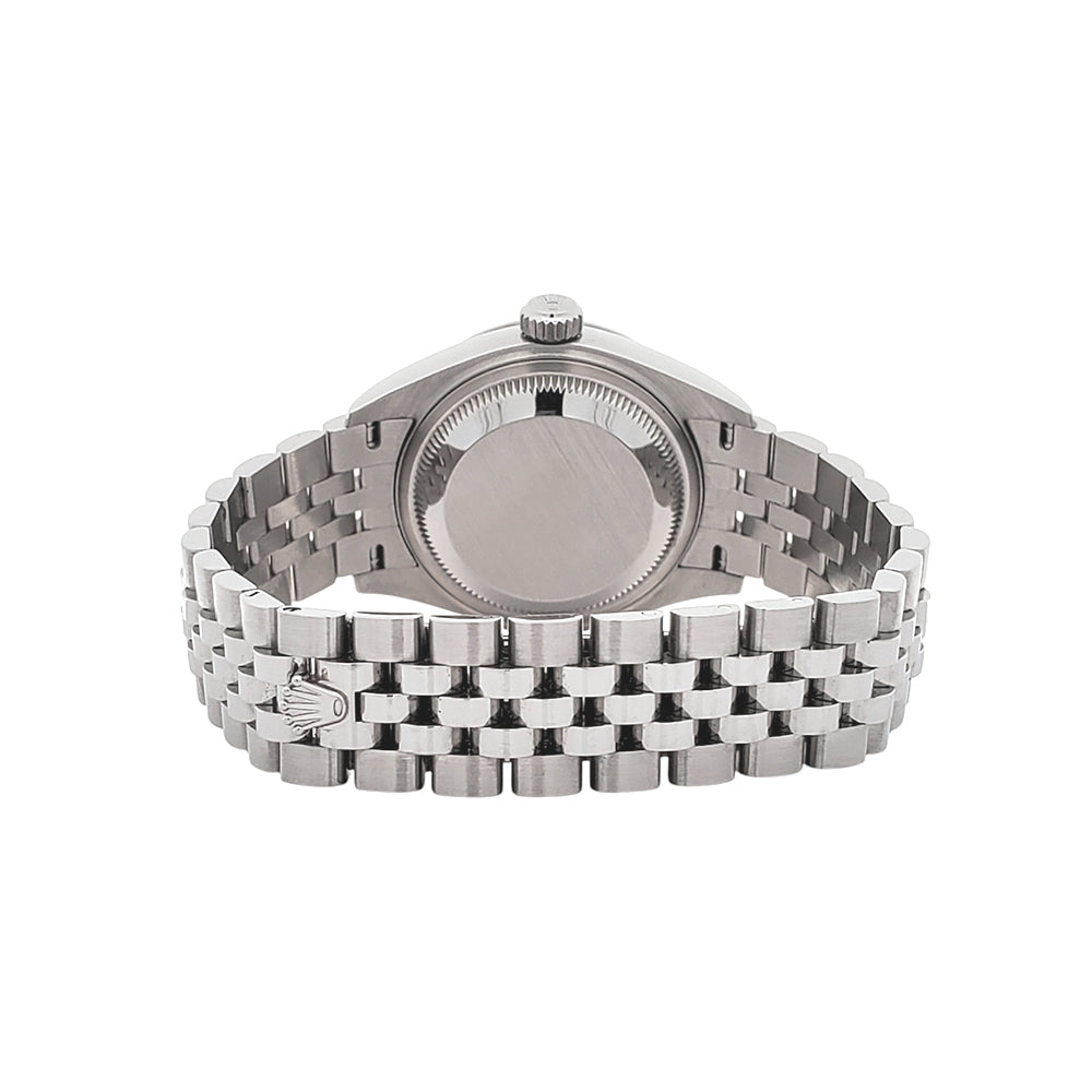 Rolex Datejust 28mm White Gold Bezel Pink Roman Dial Ladies Steel Jubilee Watch 279174 Box Papers