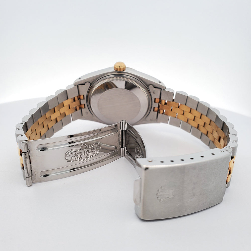 Rolex Date 34mm 15053 Champagne Index 2-tone Yellow Gold/Steel Jubilee Watch