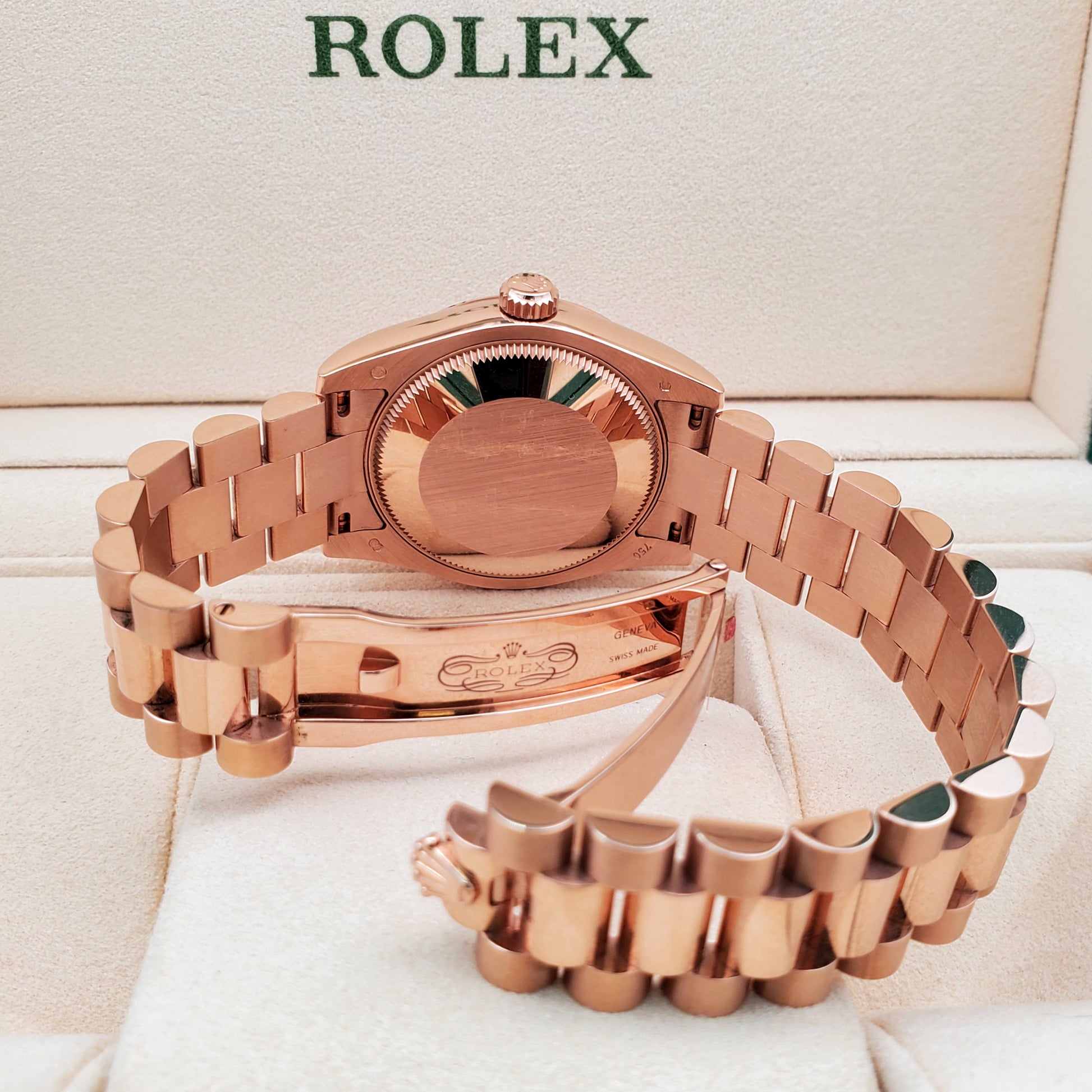 Rolex President Datejust 31mm Factory Diamond Pink Rose Gold Watch 178245 Box Papers