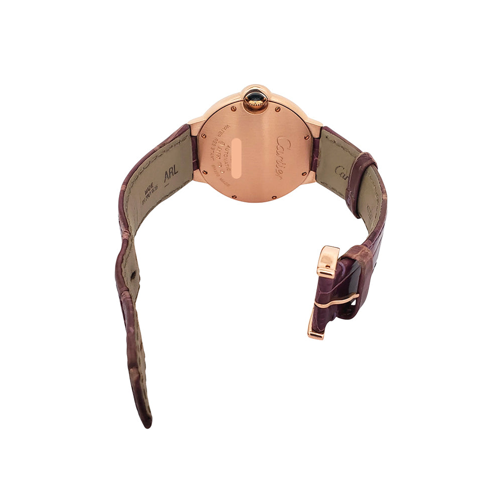 Cartier Ballon Bleu 36mm Diamond Dial Rose Gold Watch WE902028 3003 Box Booklet