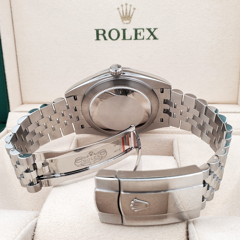 Rolex Datejust 41 Blue Index Dial White Gold Fluted Bezel Steel Jubilee Watch 126334 Box Papers