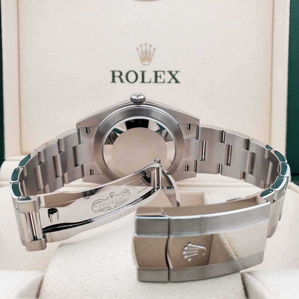 Unworn Rolex Datejust 41 126300 Blue Motif Dial Stainless Steel Oyster Watch 2023 Box Papers