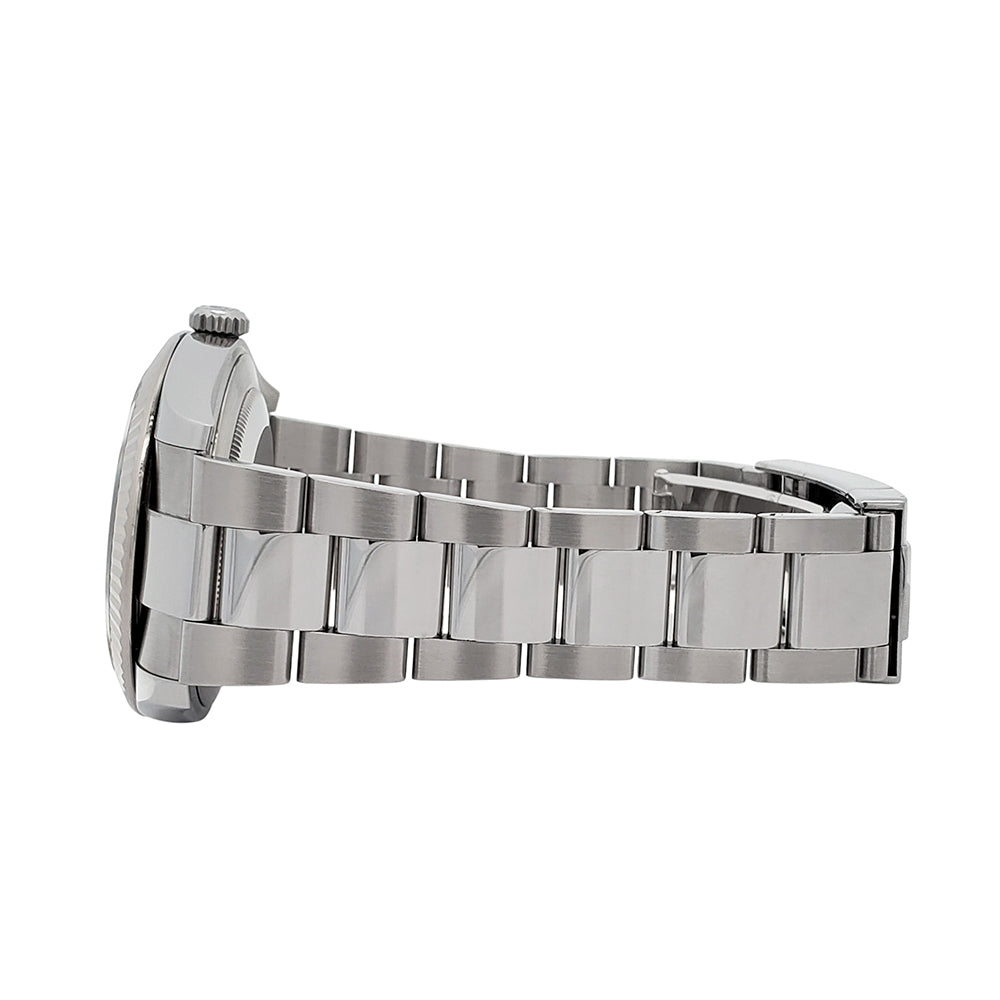 2021 Rolex Datejust 41 Black Index Dial White Gold Fluted Bezel Steel Oyster Watch 126334 Box Papers