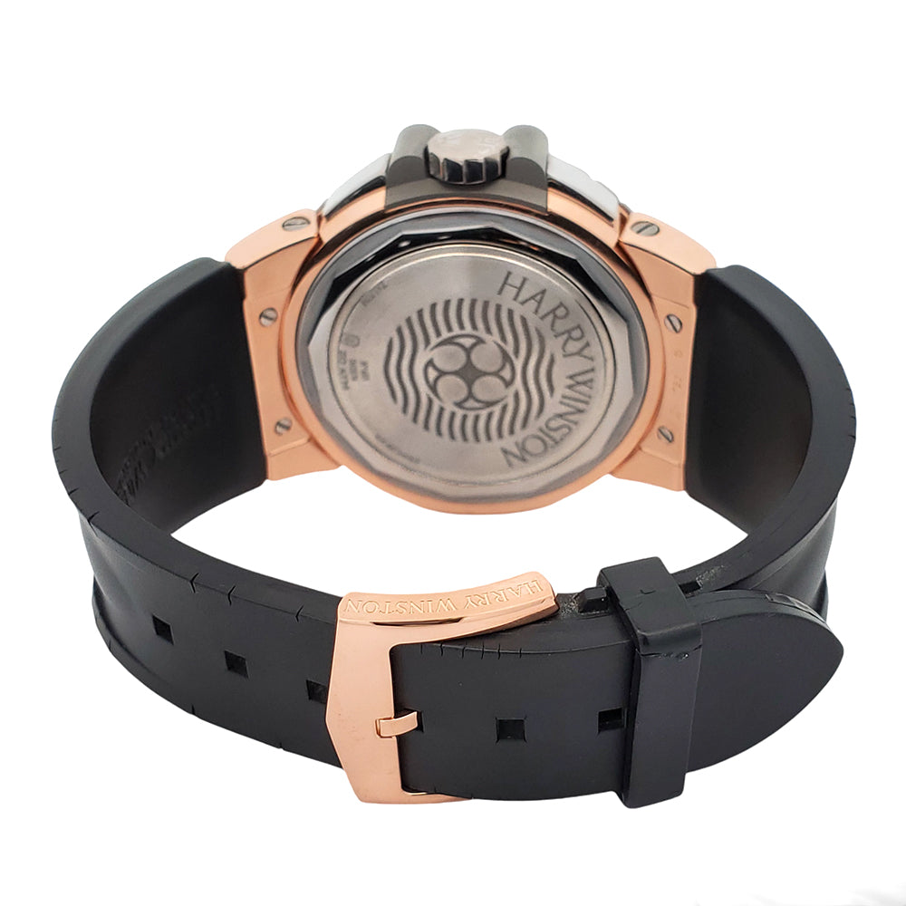 Harry Winston Ocean Diver 44mm 2-tone Rose Gold/Zalium Rubber Strap 410 MCA44RZ Watch
