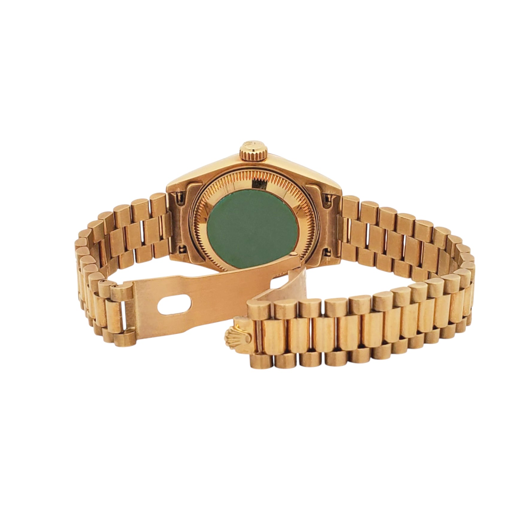 Rolex President Ladies 26mm Factory Champagne Diamond Dial Yellow Gold Watch 69178