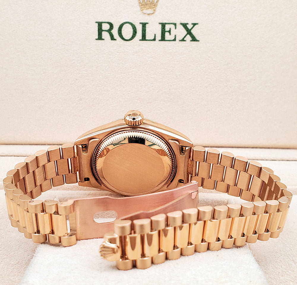 Rolex President Ladies 26mm Champagne Index Yellow Gold Watch 69178 Box Papers