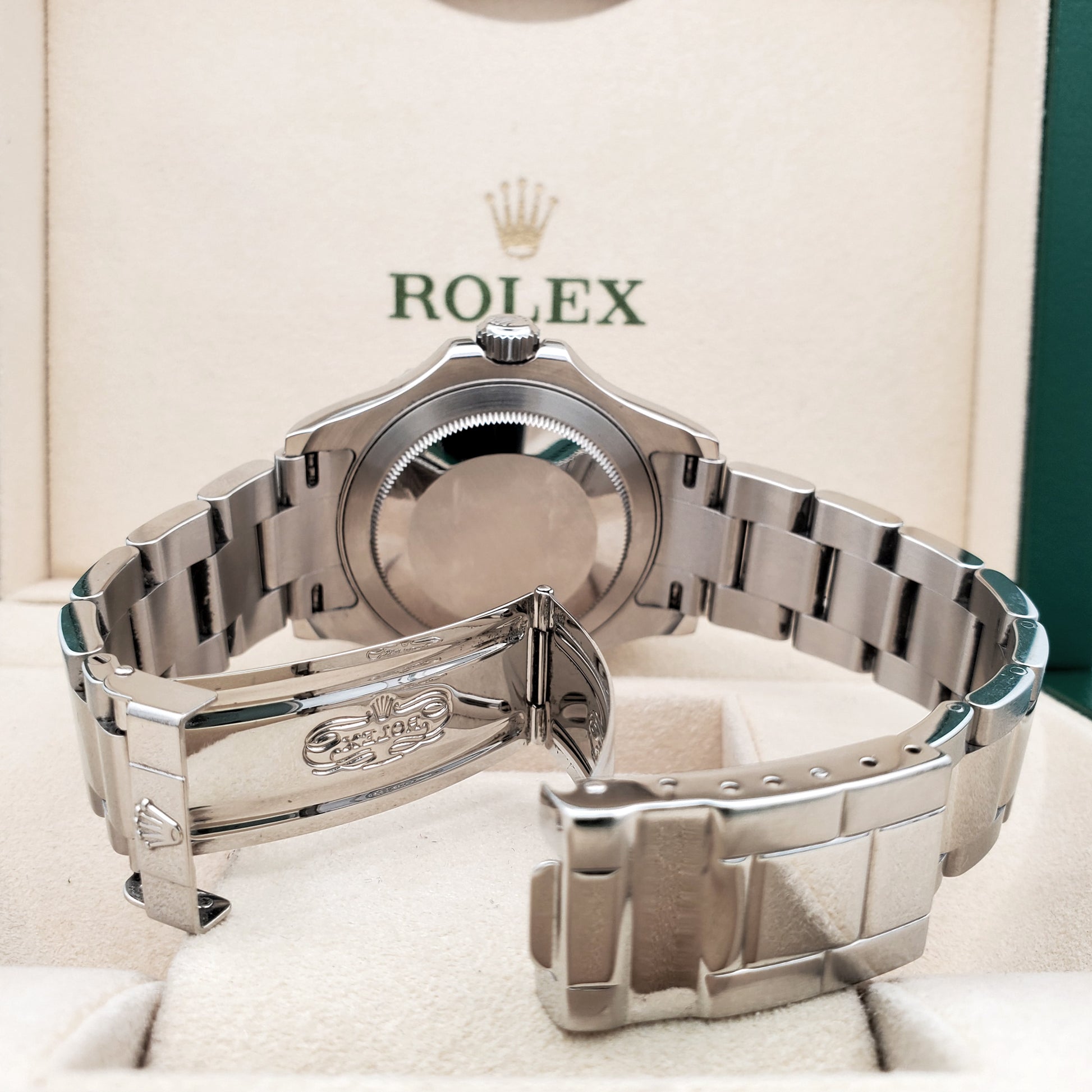 Rolex Yacht-Master 40mm Platinum Bezel Steel Watch 16622 Box Papers/Service card
