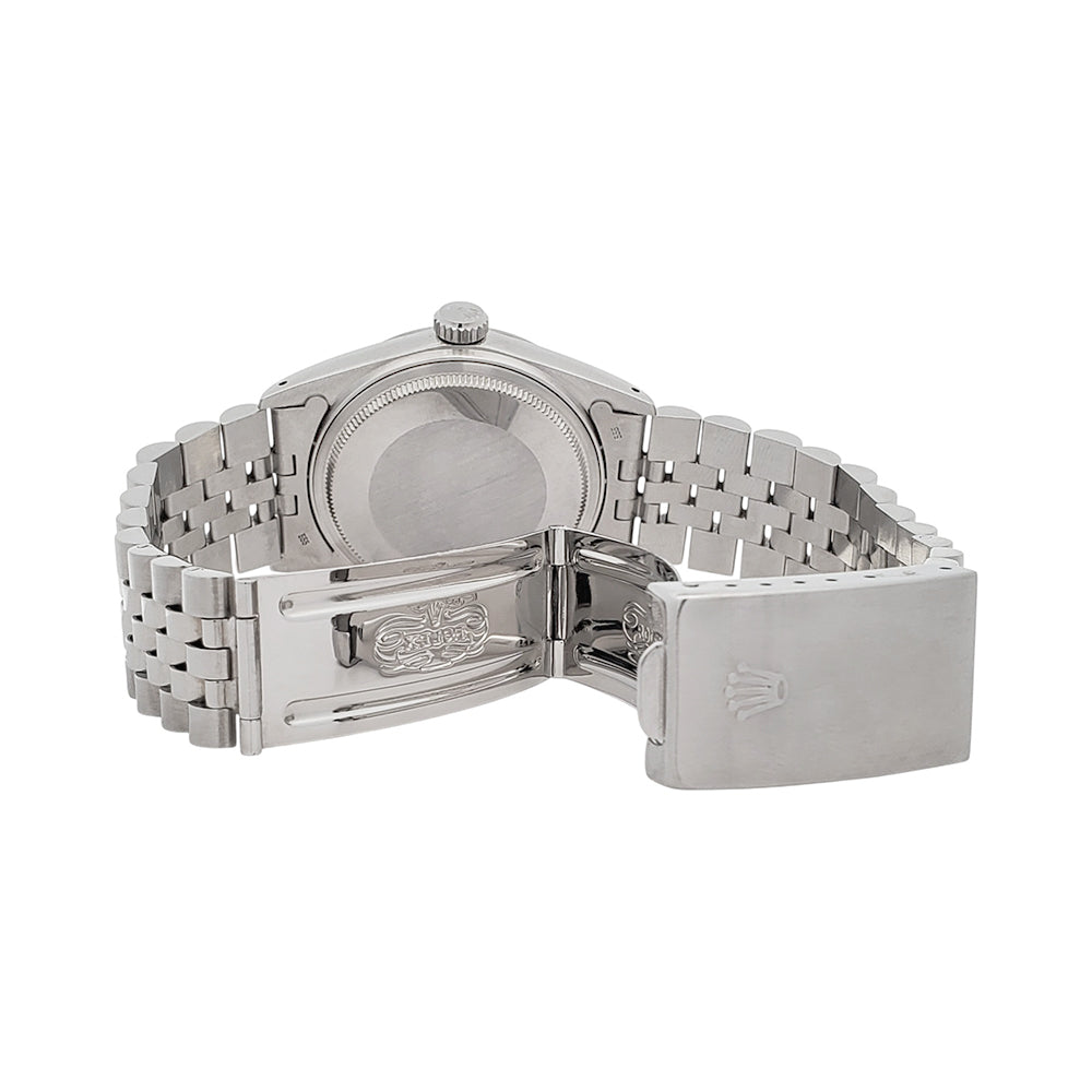 Rolex Datejust 36mm White Gold Fluted Bezel Steel Jubilee Watch 16014 Service Papers