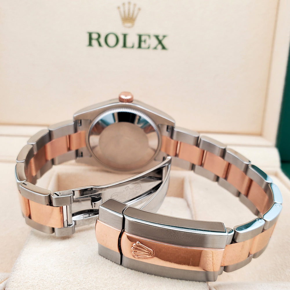 Rolex Datejust 31mm Pink Floral Motif 2-tone Rose Gold/Steel Oyster Watch 178241 Box Papers/Service Papers
