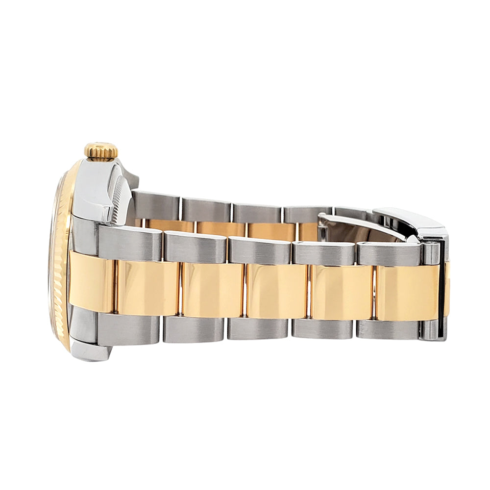 Rolex Datejust 36mm Silver Tuxedo 2-tone Yellow Gold/Steel 116233 Oyster Watch Box Papers