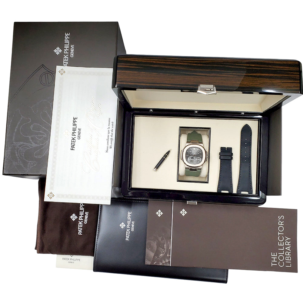 2019 Patek Philippe Nautilus Moon phase 40mm Grey Dial White Gold Watch 5712G-001 Box/Papers/Strap
