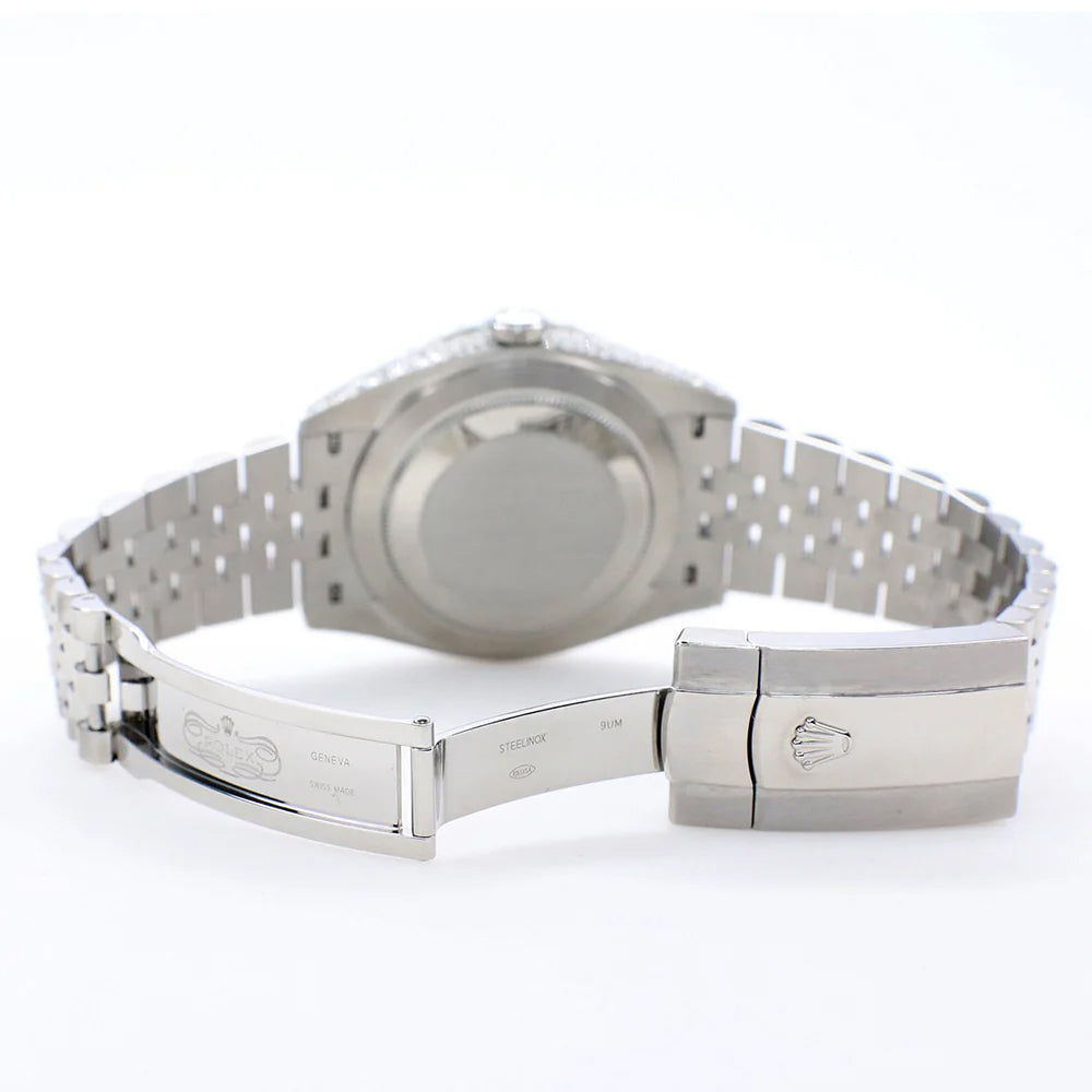 Rolex Datejust 41 5.9CT Diamond Bezel/Lugs/Sides/Black Index Dial Jubilee Watch 126300 Box Papers