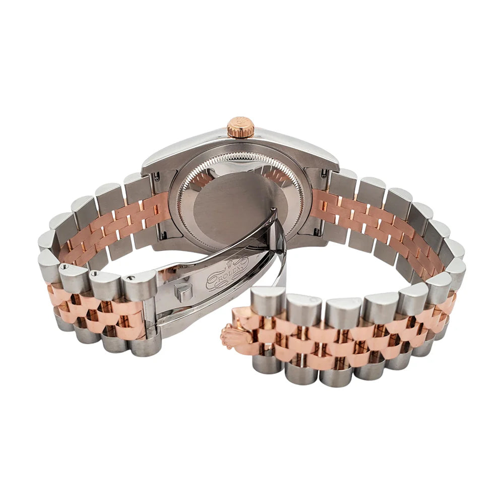 Rolex Datejust 36mm Black Concentric Dial Rose Gold/Steel Jubilee Watch 116231