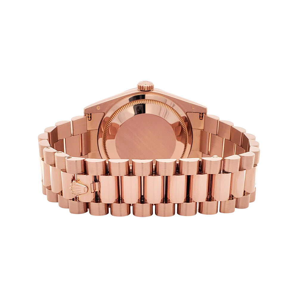 Rolex President Day-Date Chocolate Wave Arabic Dial Rose Gold 36mm Watch 118205 Box Papers